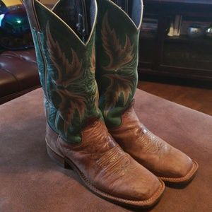 Justin turquoise square toe boots